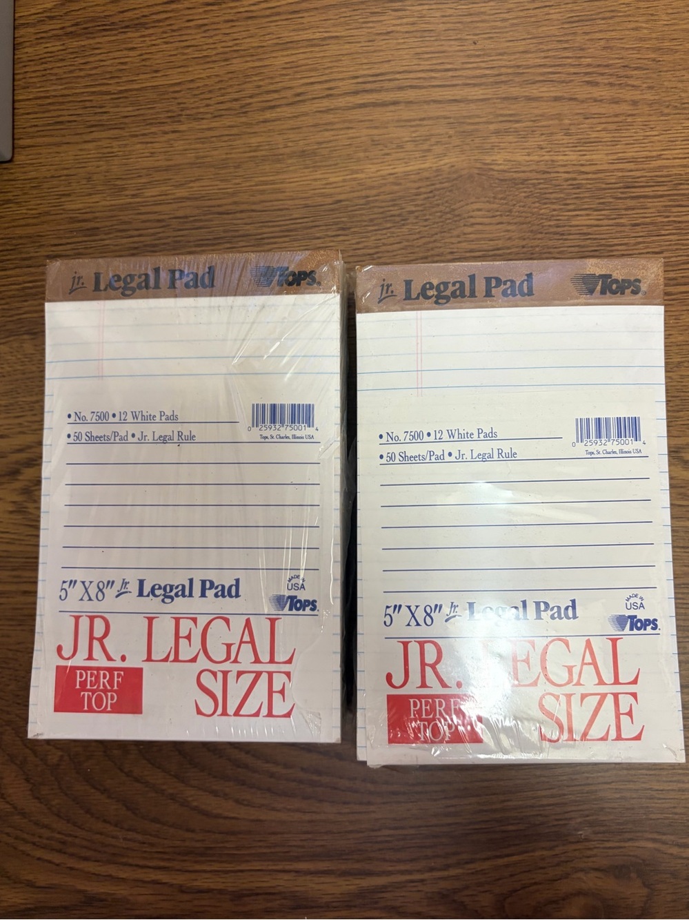 24 Tops Jr. Legal Size White Pads 5” x 8” – 2 Sealed Packs